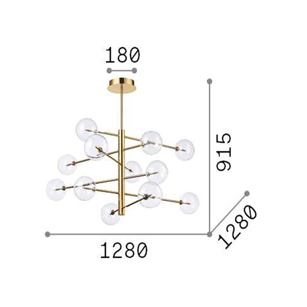 Equinoxe Ideal Lux lampadario sospensione led design cromo o ottone